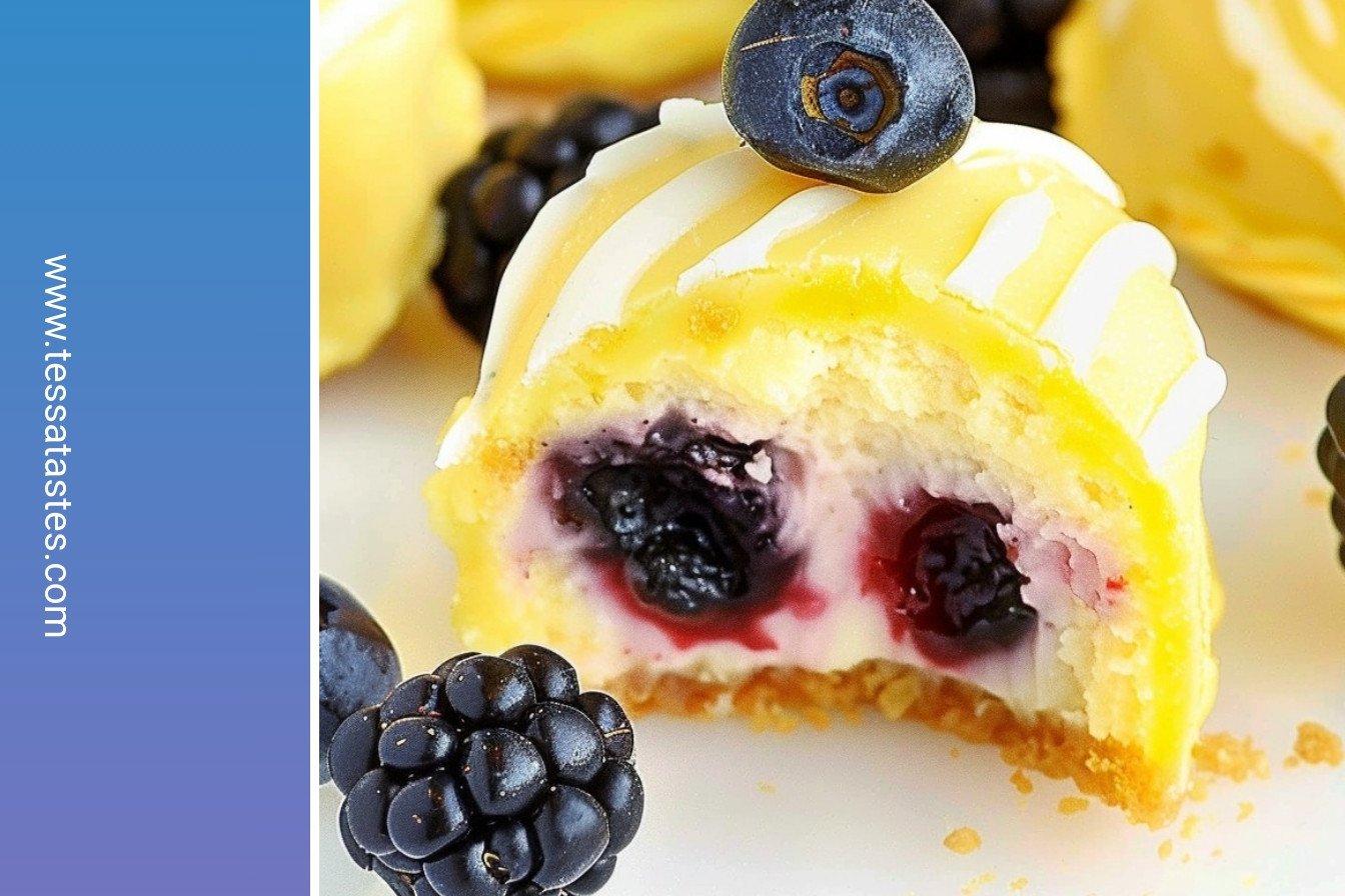 Zesty Berry Cheesecake Bites: Tangy, creamy, irresistible bliss.: