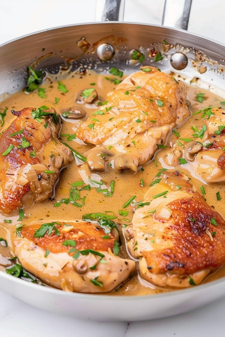 Wine-Simmered Poultry Cutlets: Succulent wine-infused cutlets