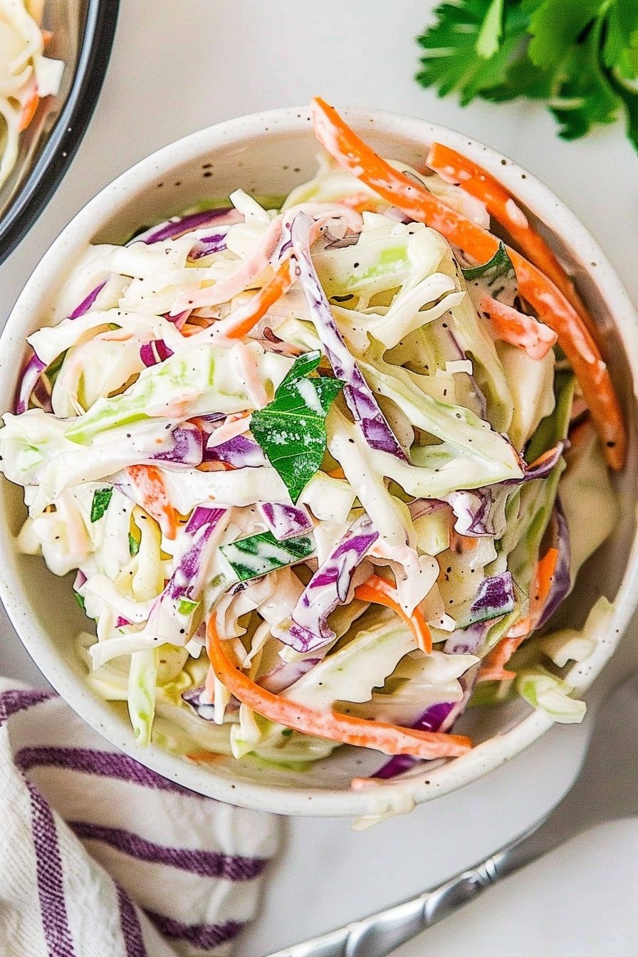 Creamy Cabbage Salad: Cool, crisp, and creamy.