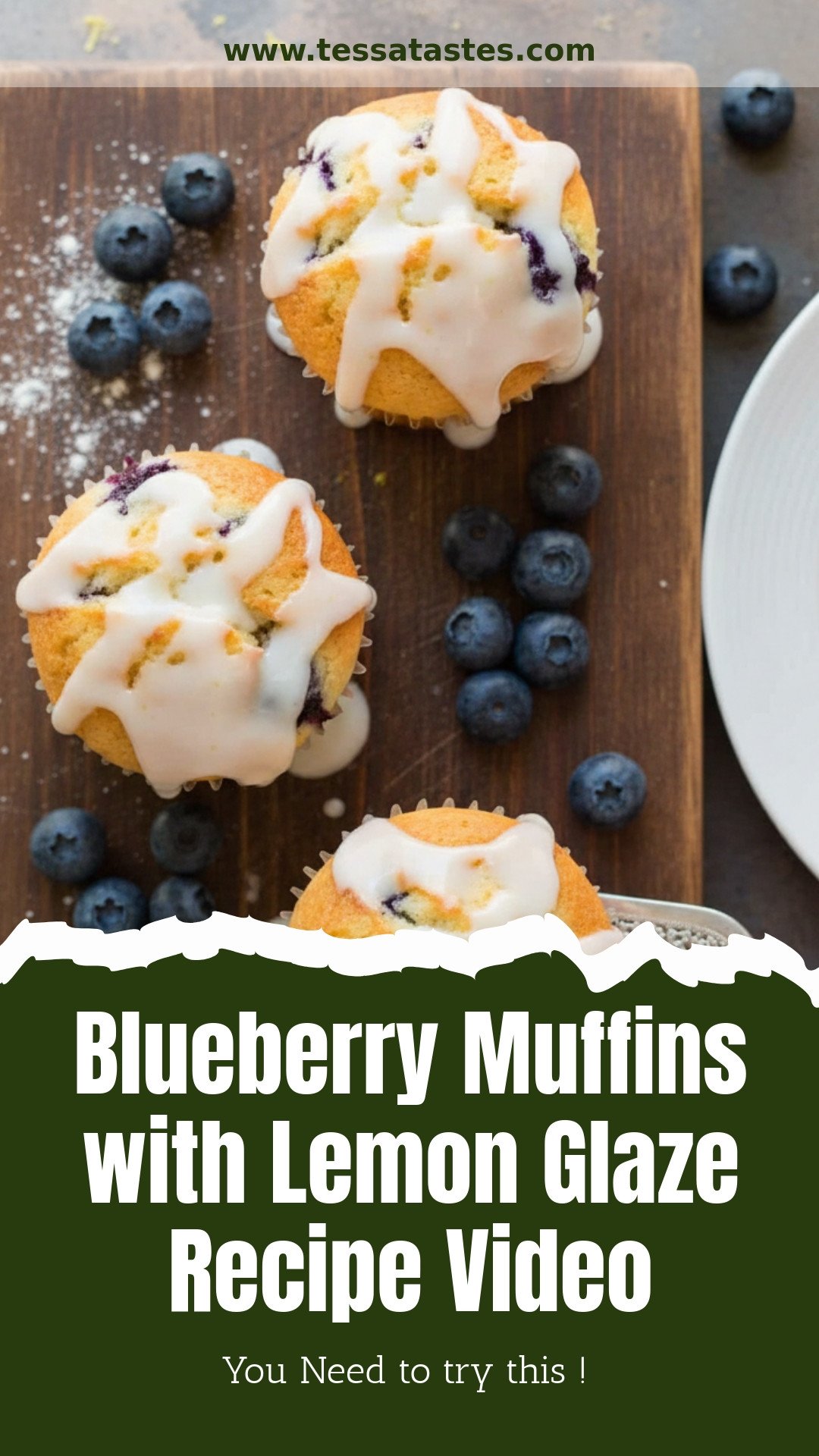 Blueberry Muffins with Lemon Glaze Recipe Video