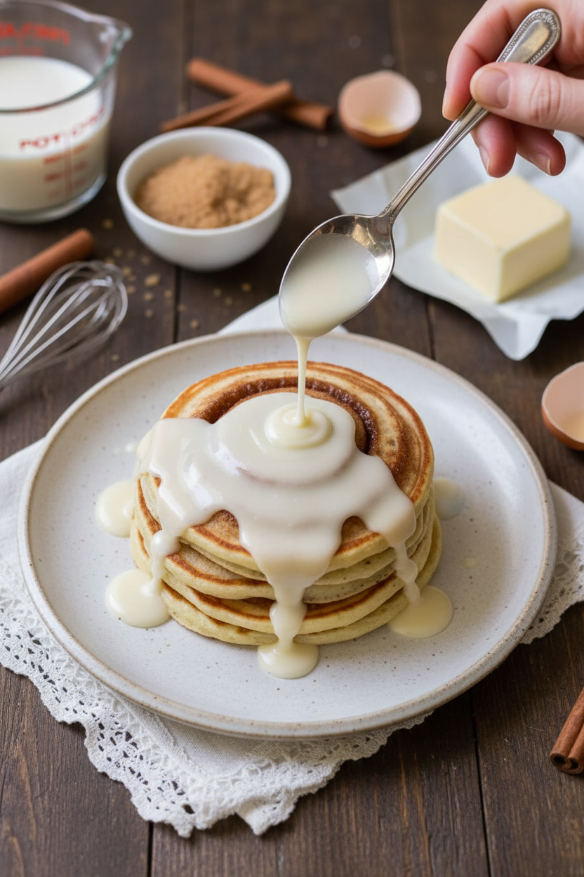 Cinnamon Roll Pancakes Breakfast Recipe