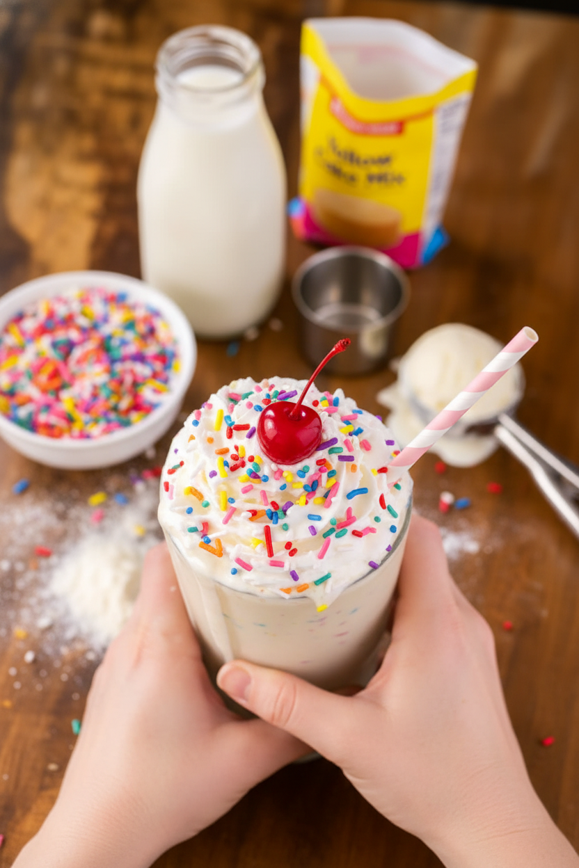 Creamy Cake Batter Milkshake Recipe