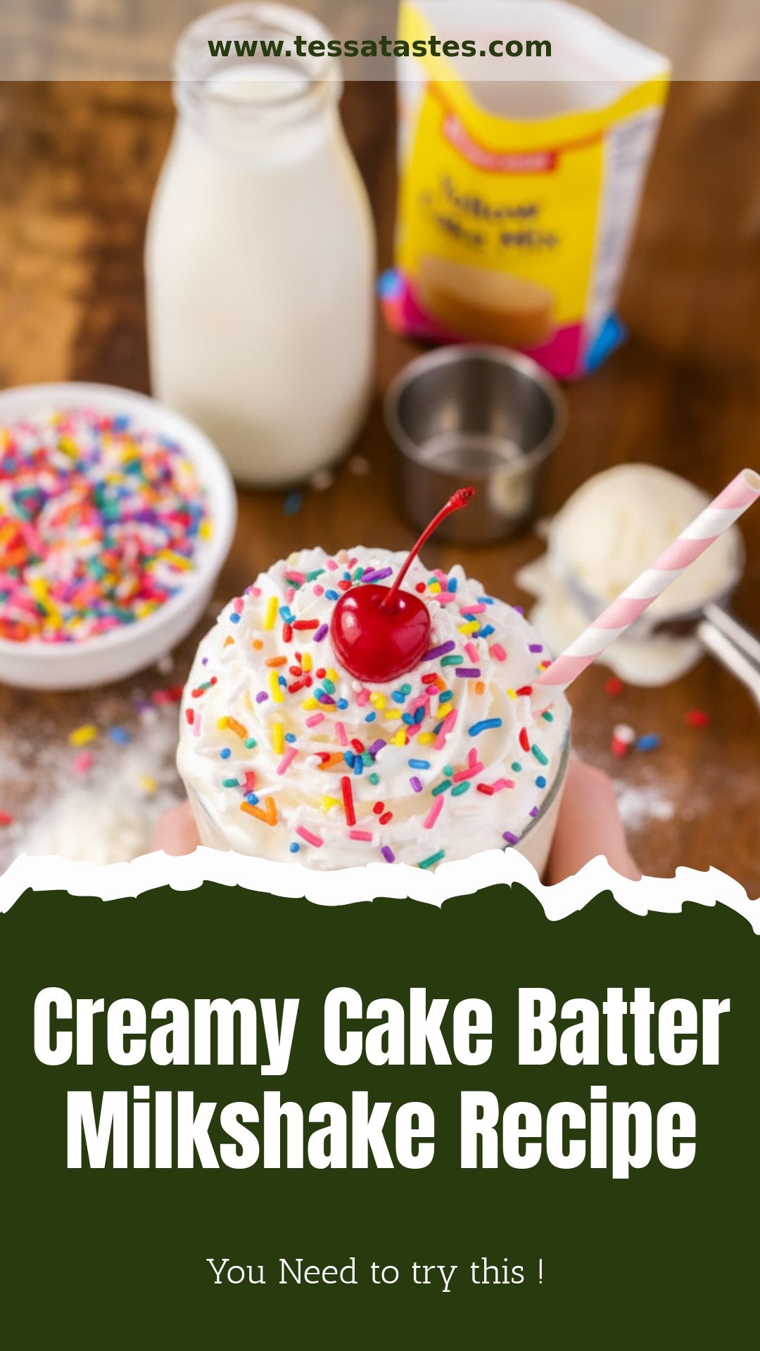 Creamy Cake Batter Milkshake Recipe