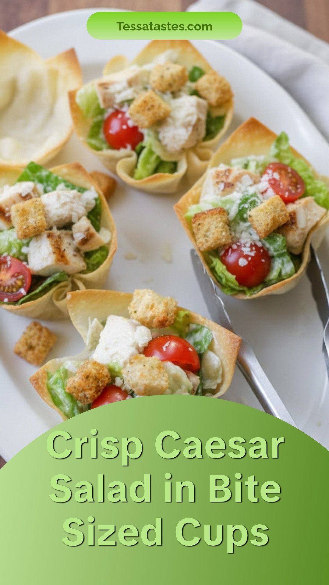 Crisp Caesar Salad in Bite Sized Cups
