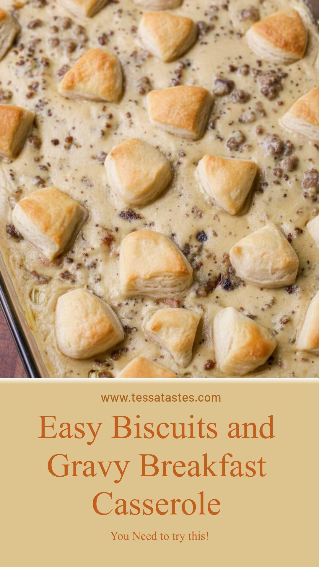 Easy Biscuits and Gravy Breakfast Casserole