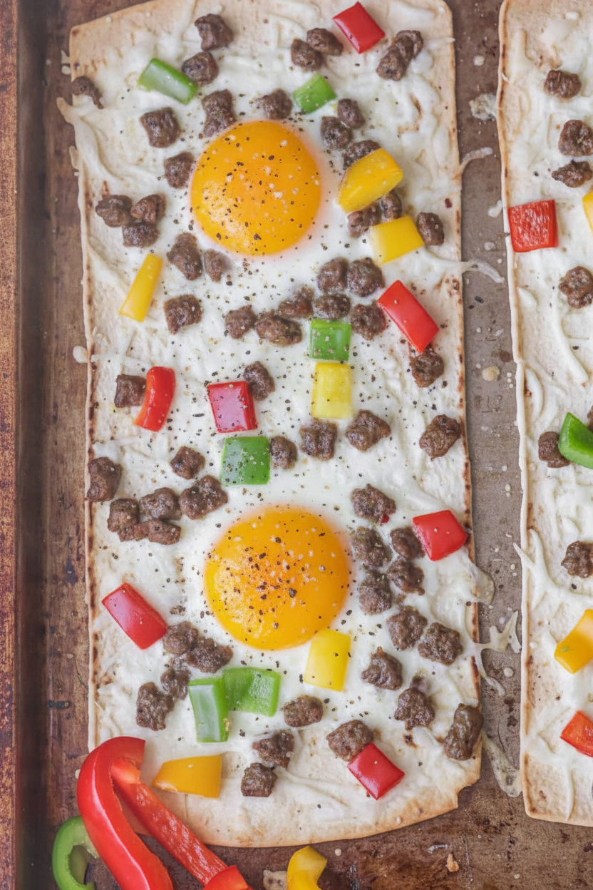 Easy Flatbread Breakfast Pizza Recipe