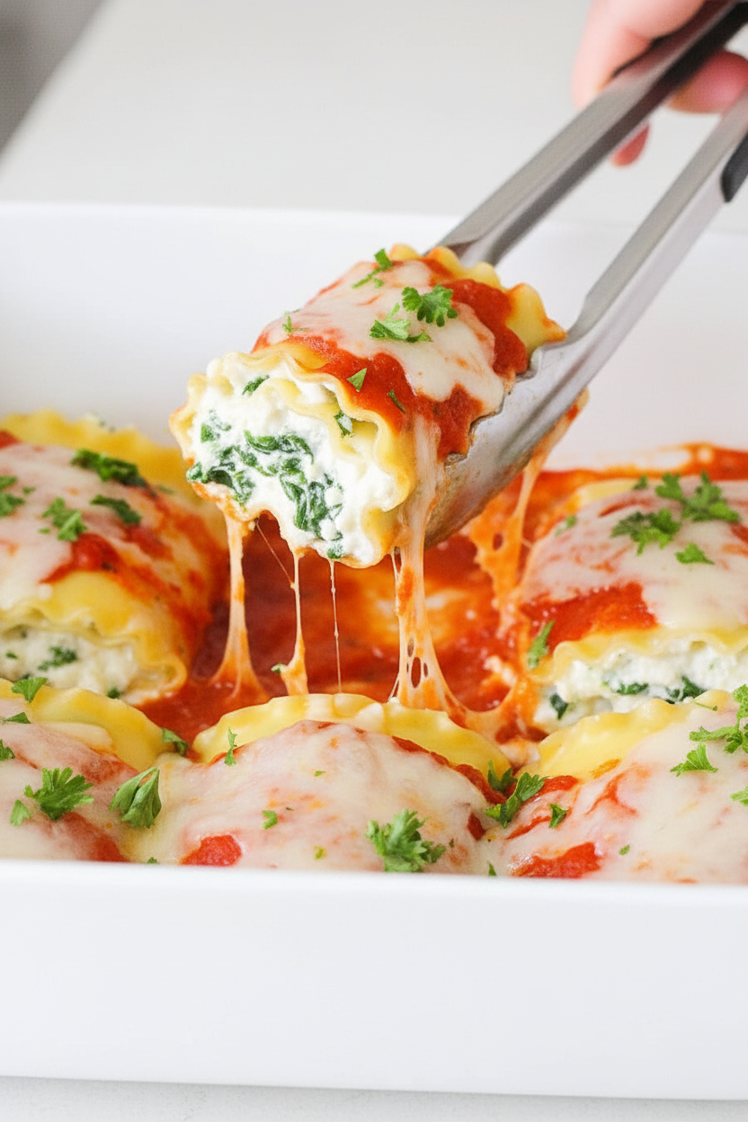 Easy Spinach Lasagna Rolls Recipe