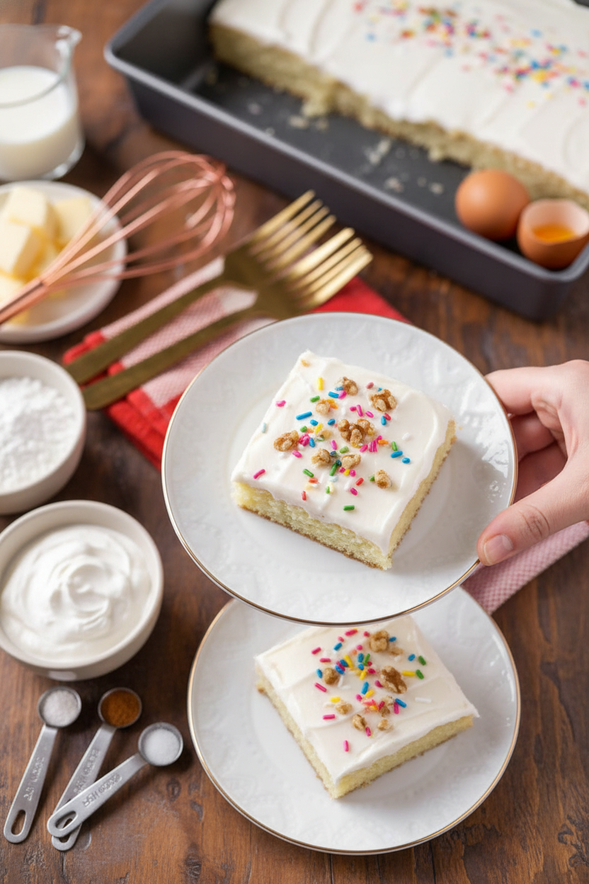 Easy White Texas Sheet Cake Recipe