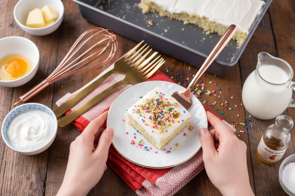 Easy White Texas Sheet Cake Recipe