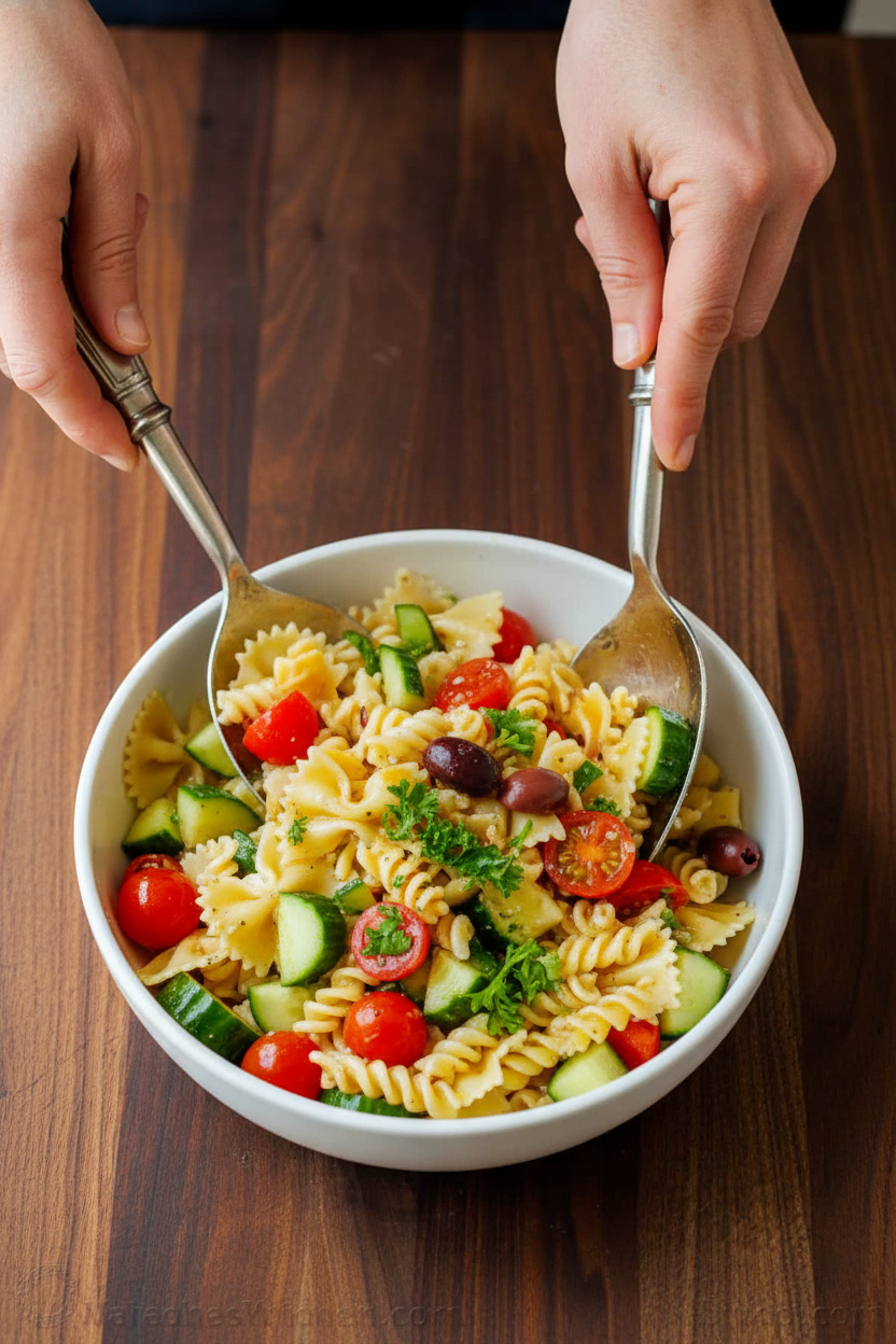 Greek Pasta Salad Recipe Video Tutorial