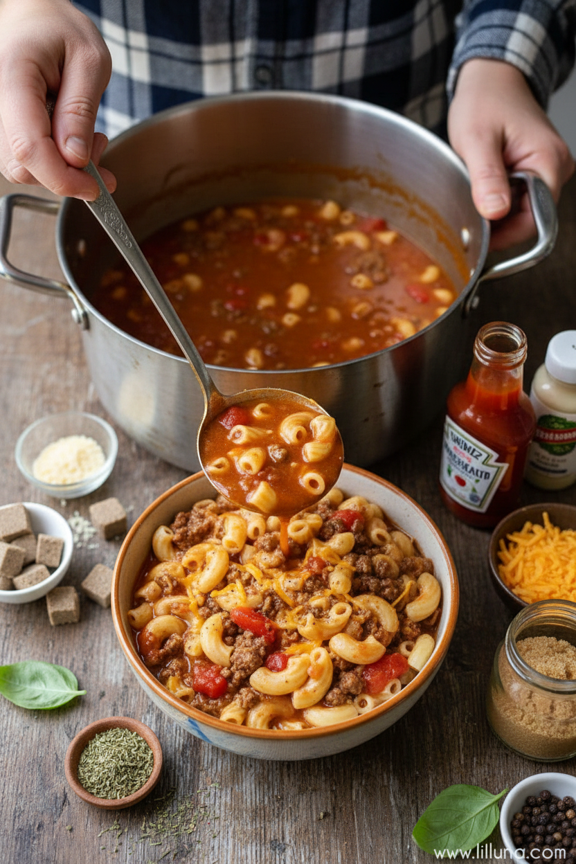 Hearty Hamburger Macaroni Soup Recipe