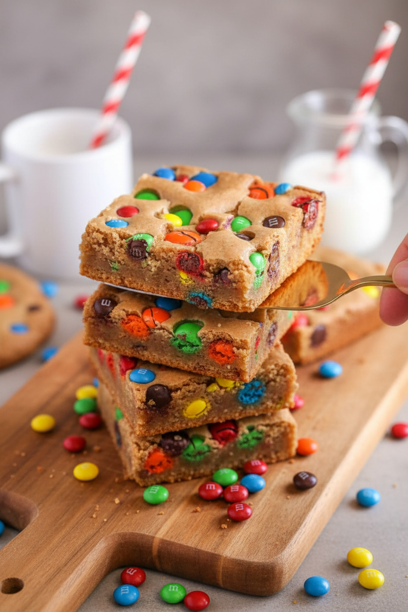 M&M Cookie Bars Recipe Easy Dessert