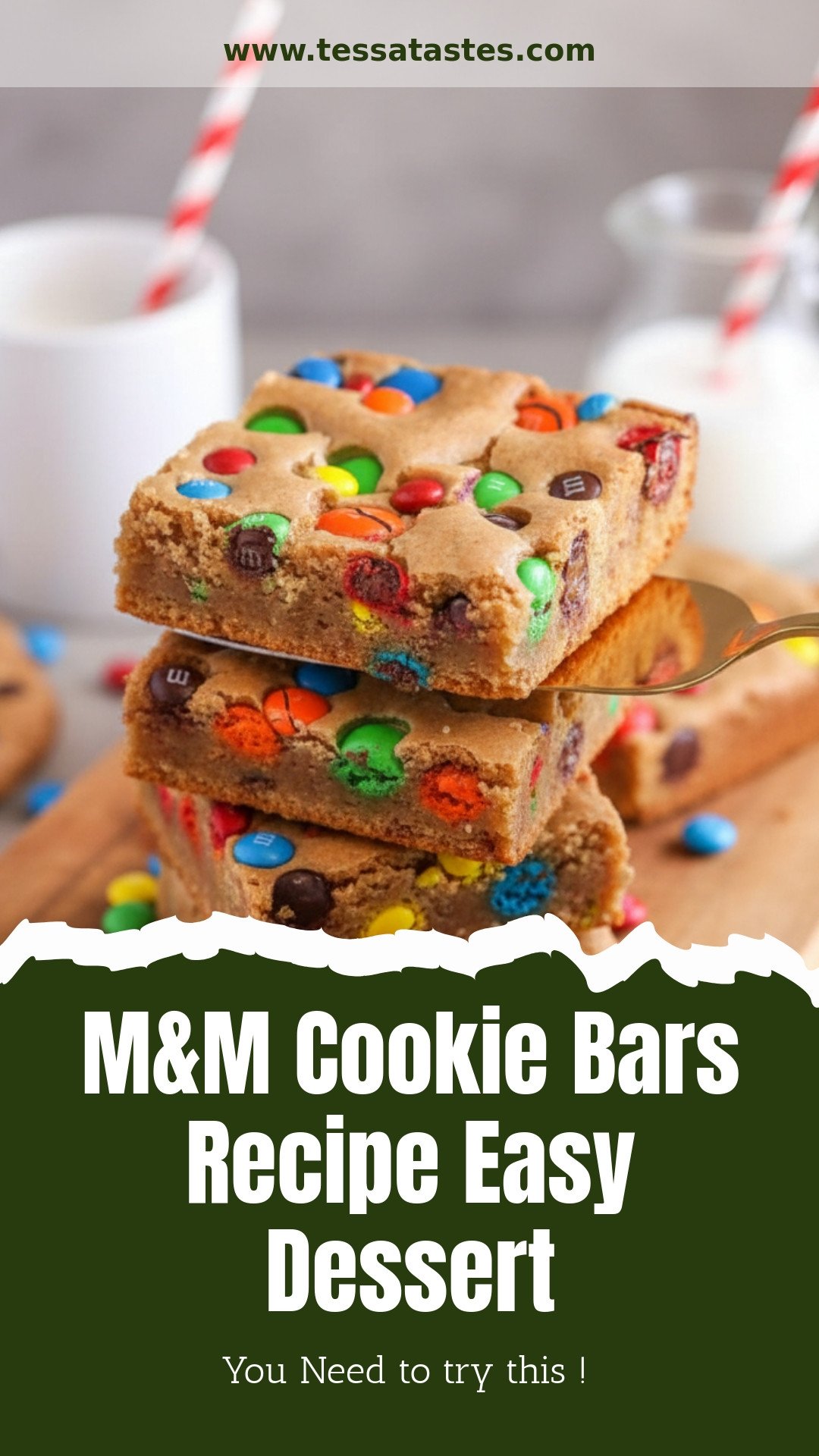 M&M Cookie Bars Recipe Easy Dessert