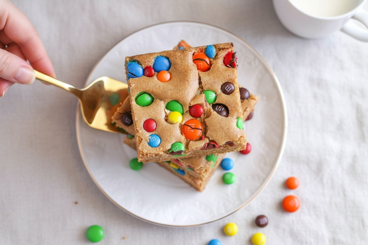 M&M Cookie Bars Recipe Easy Dessert