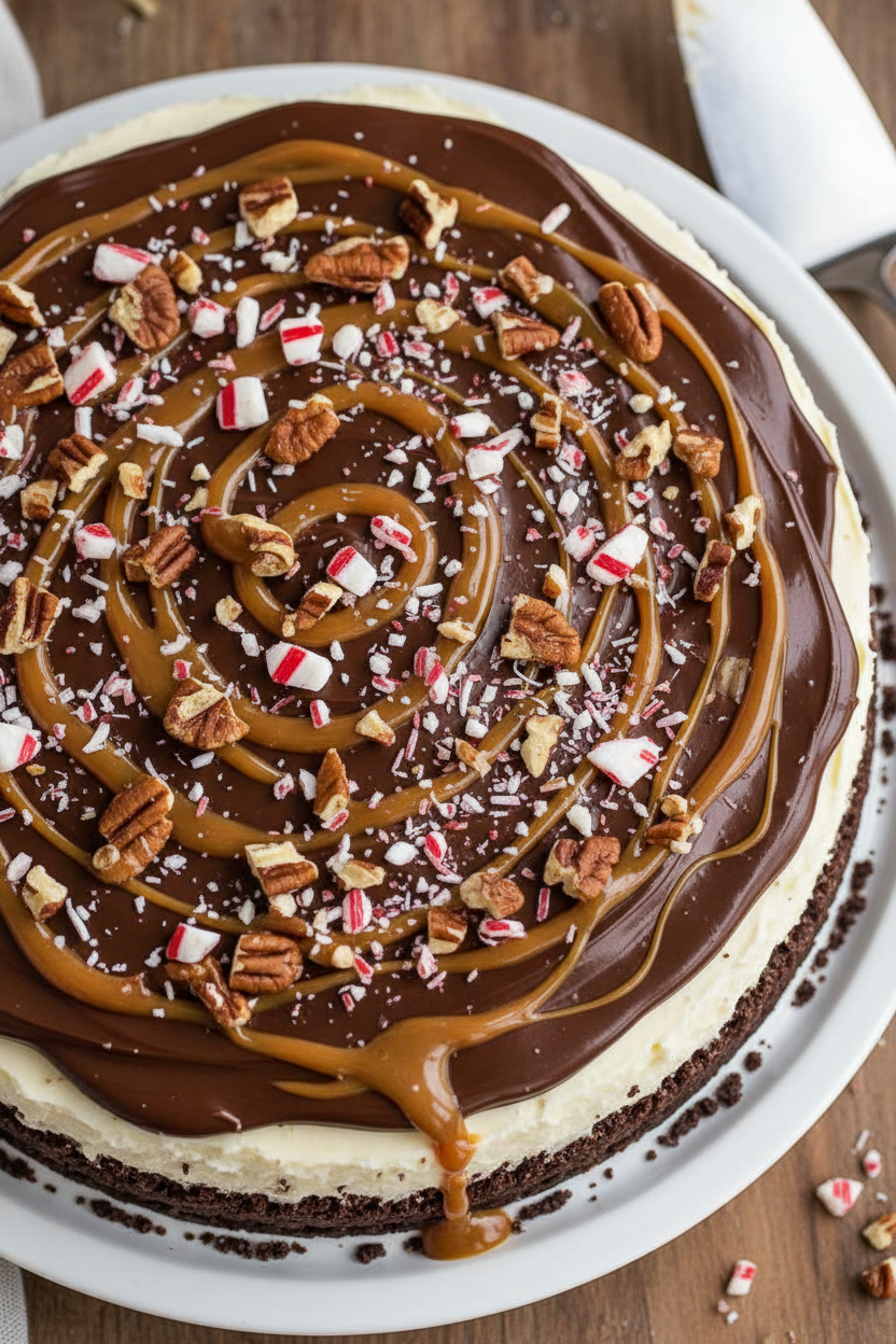 Peppermint Bark Cheesecake Holiday Dessert Recipe