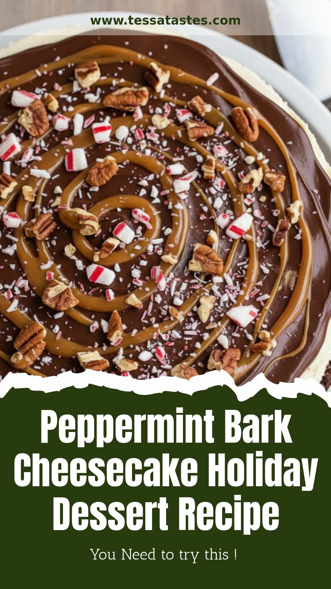 Peppermint Bark Cheesecake Holiday Dessert Recipe