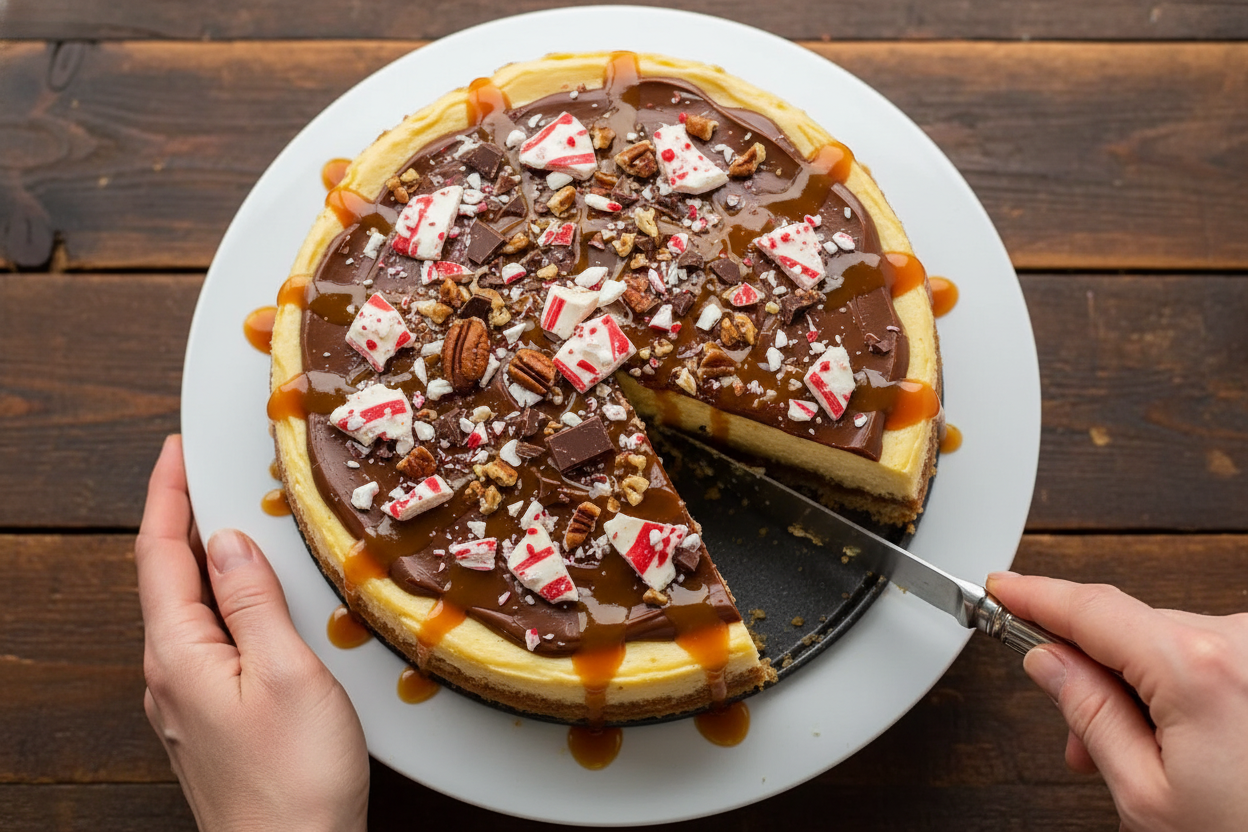 Peppermint Bark Cheesecake Holiday Dessert Recipe