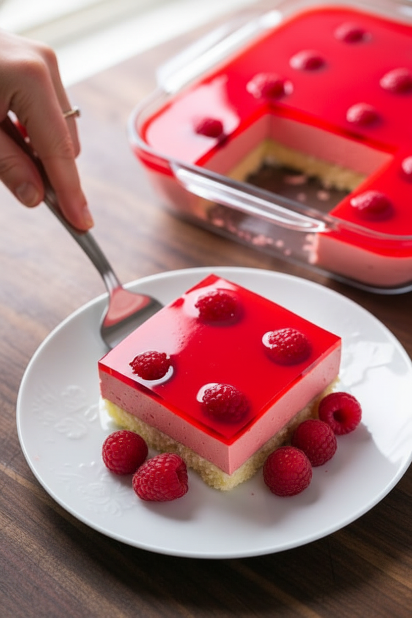 Raspberry Jello Cake Recipe Video Tutorial