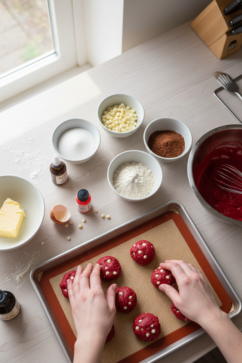 Red Velvet White Chocolate Chip Cookies Recipe