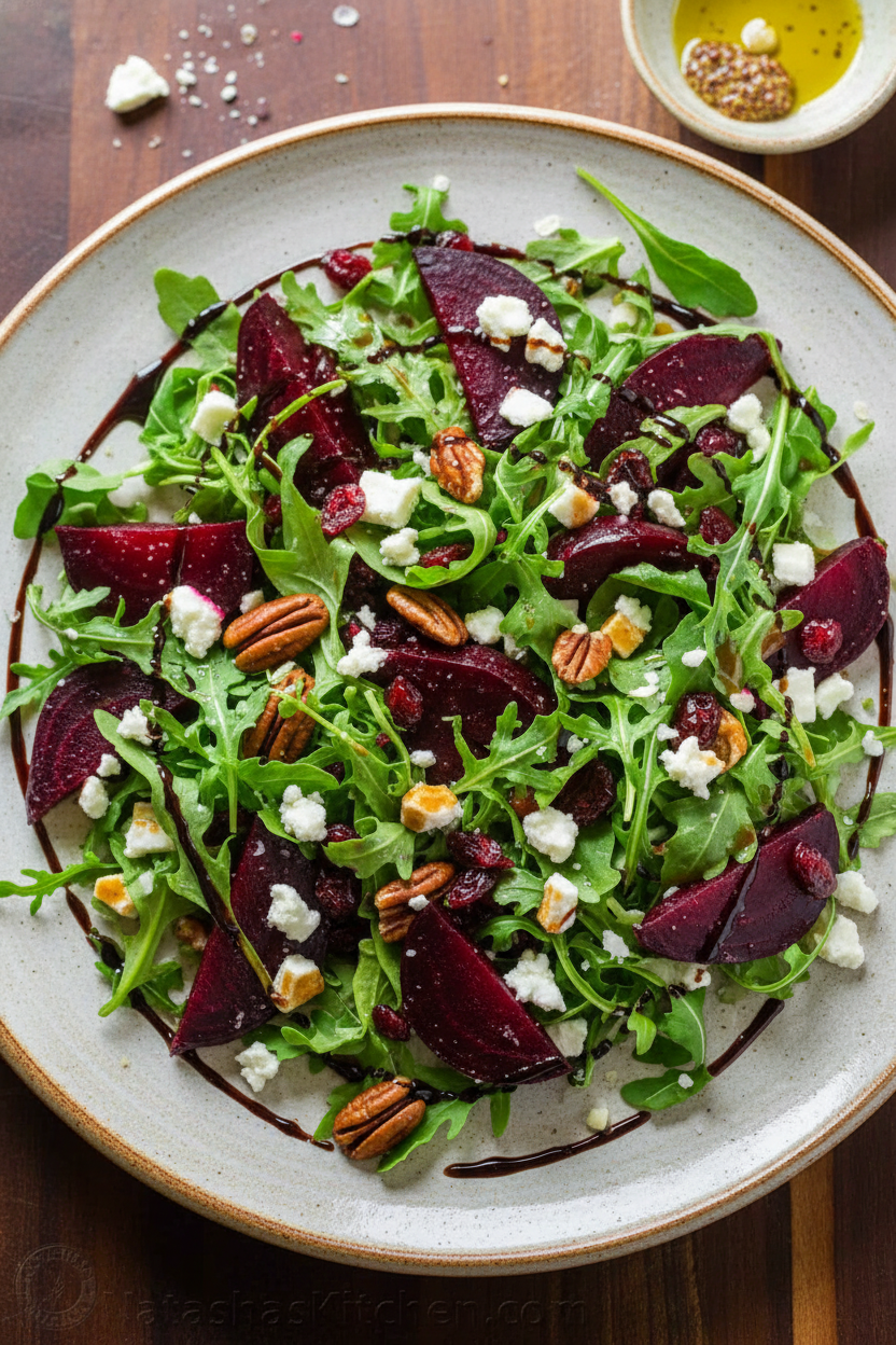 Roasted Beet Salad with Goat Cheese Balsamic