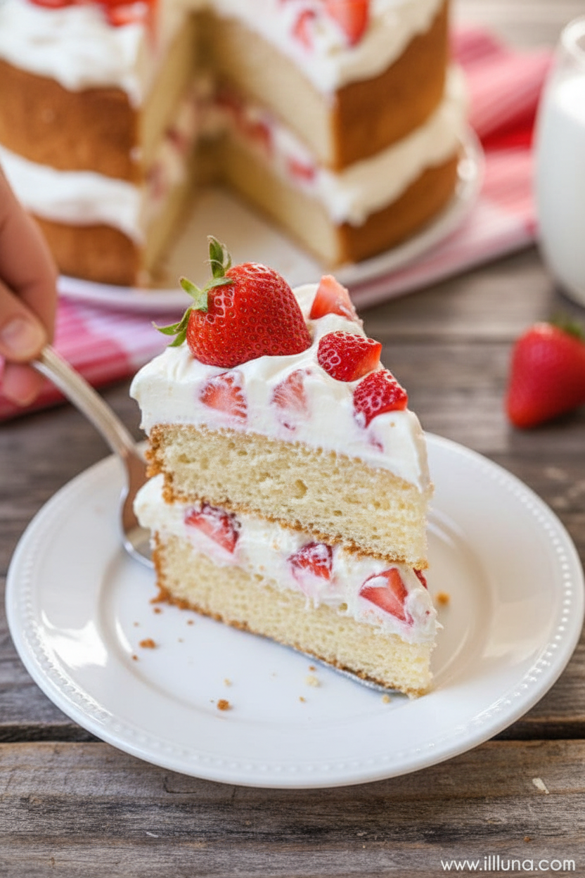 Strawberries and Cream Angel Food Cake Recipe