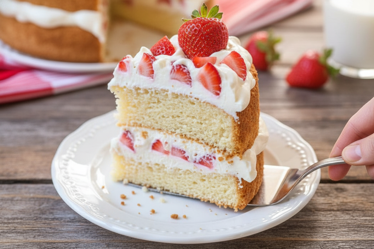 Strawberries and Cream Angel Food Cake Recipe