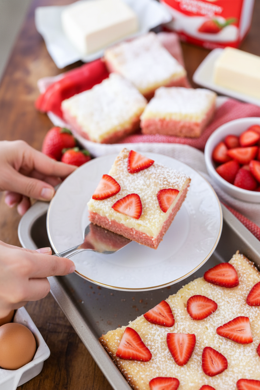 Strawberry Butter Cake Recipe Easy Homemade Dessert