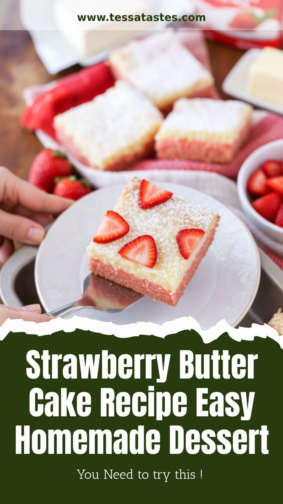 Strawberry Butter Cake Recipe Easy Homemade Dessert