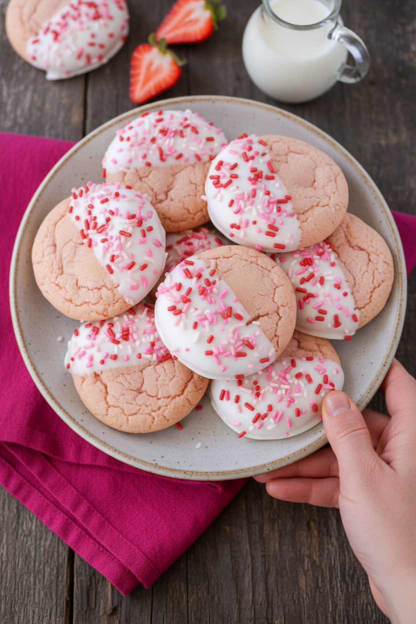 White Chocolate Dipped Strawberry Cookies Recipe