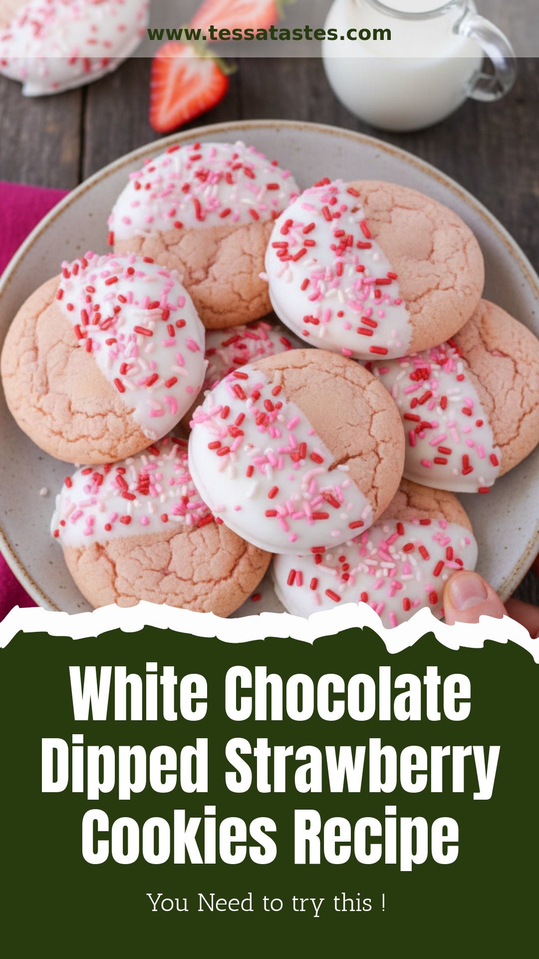 White Chocolate Dipped Strawberry Cookies Recipe