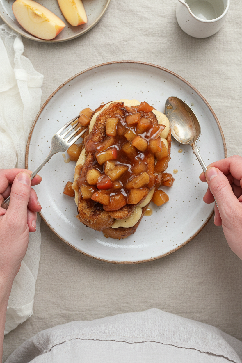 Apple Pie Topped Almond Stuffed French Toast (25 Minute Recipe!)