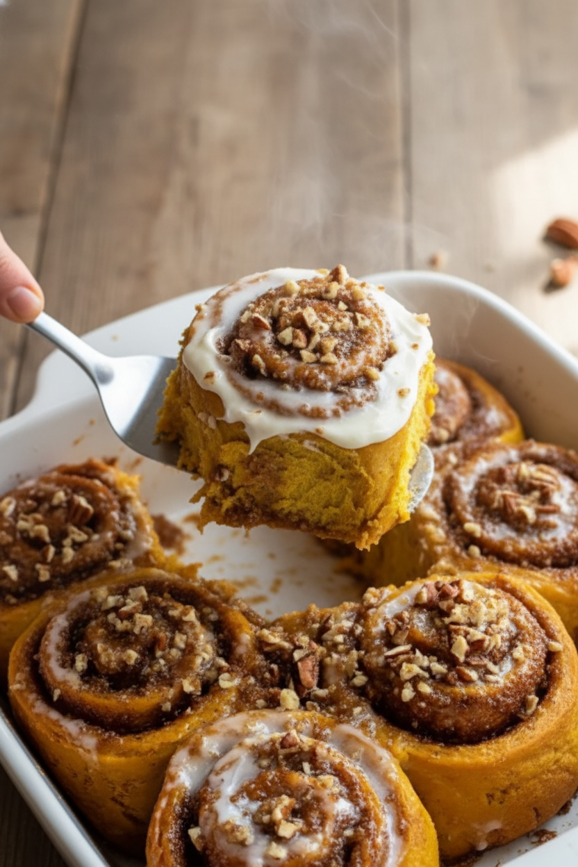 Brown Butter Pumpkin Cinnamon Rolls
