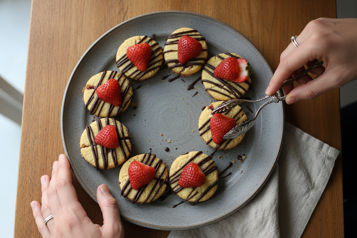 Chocolate Dipped Strawberry Shortbread Cookies
