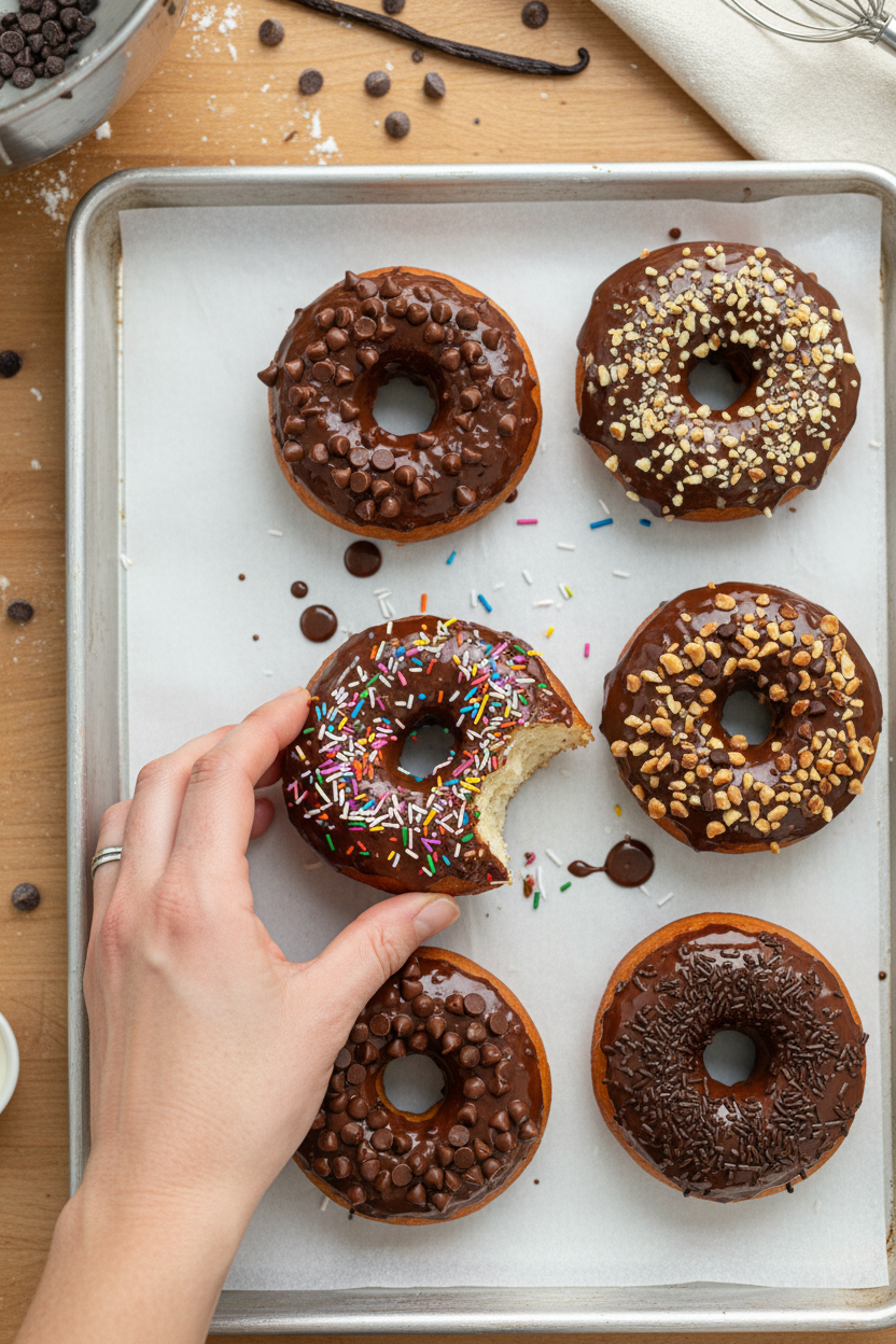 Easy Chocolate Glazed Doughnuts with Yeast Dough