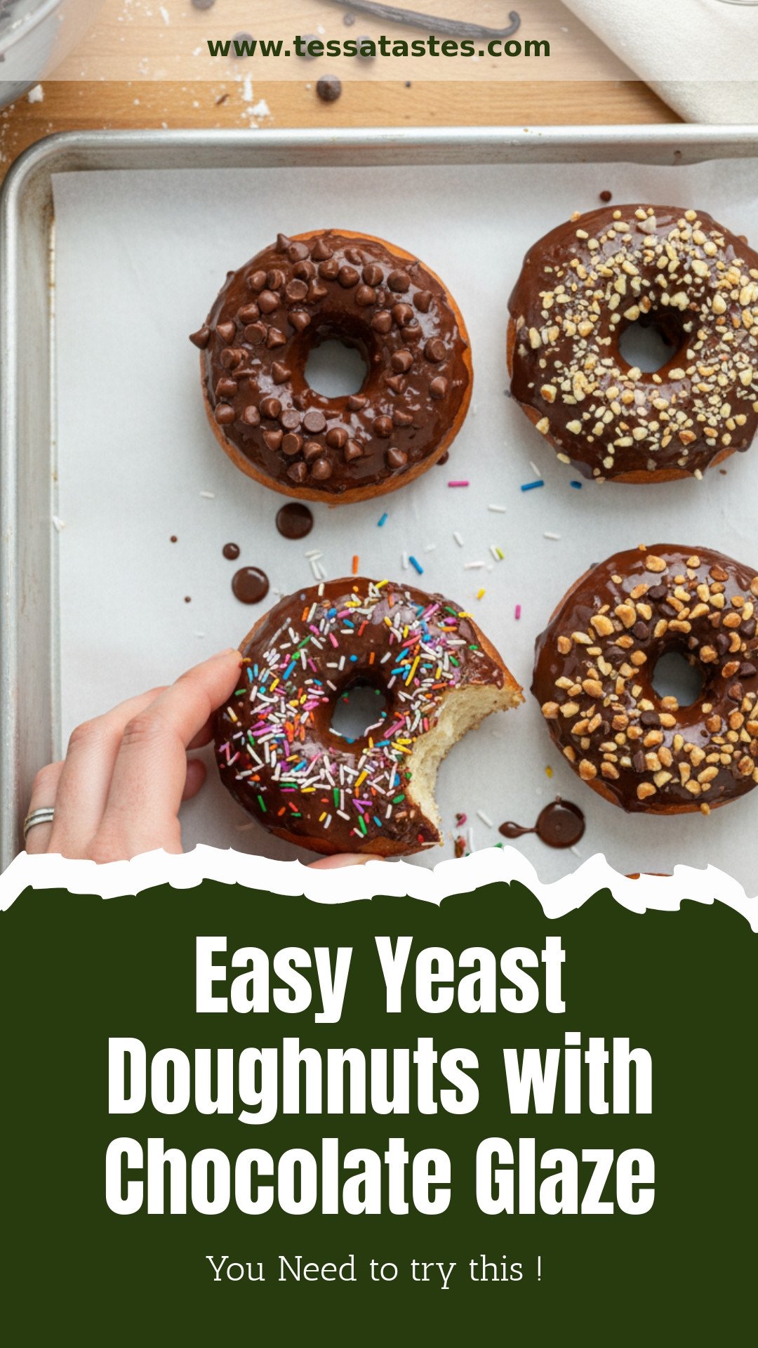 Easy Chocolate Glazed Doughnuts with Yeast Dough