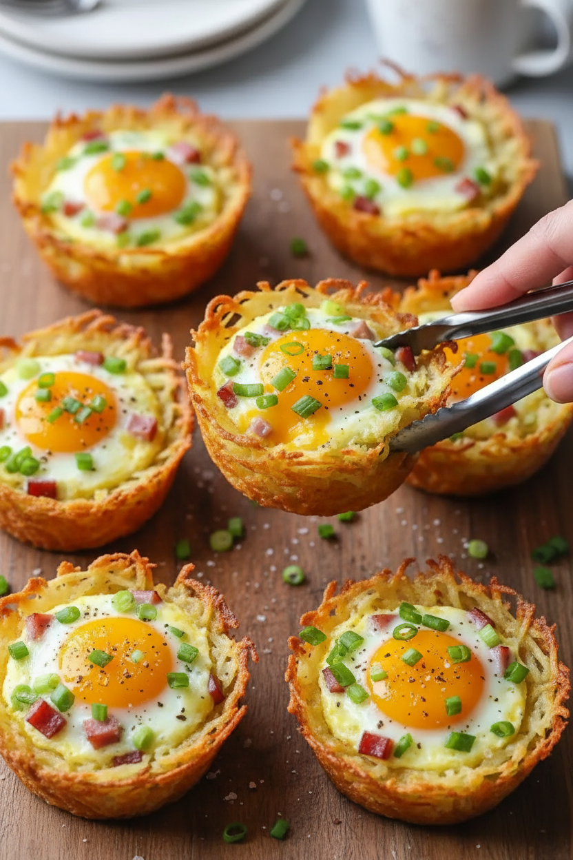 Fluffy Egg Stuffed Hash Brown Muffins