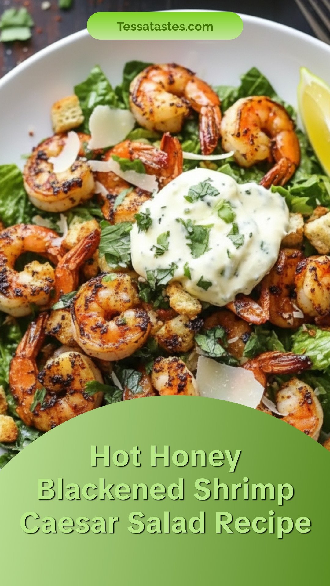 Hot Honey Blackened Shrimp Caesar Salad
