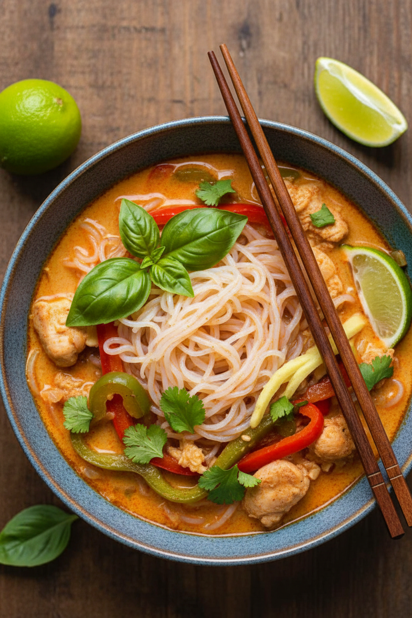 Low Carb Chicken Panang Curry 'Noodle' Soup
