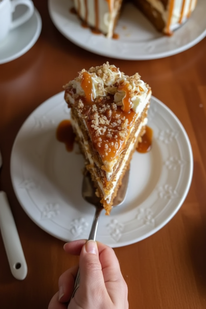 Pumpkin Cake with Caramel Cream Cheese Frosting