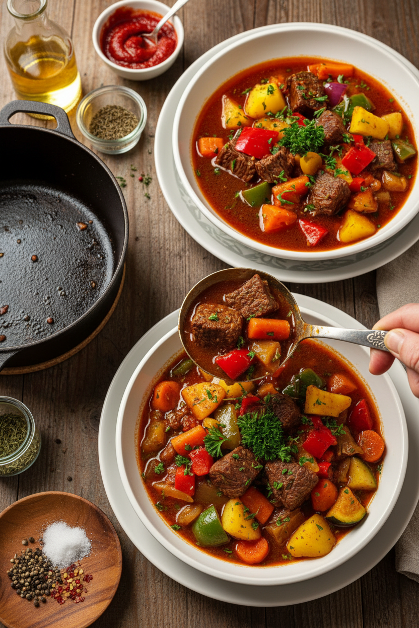Savory Hungarian Beef Goulash with Tender Vegetables