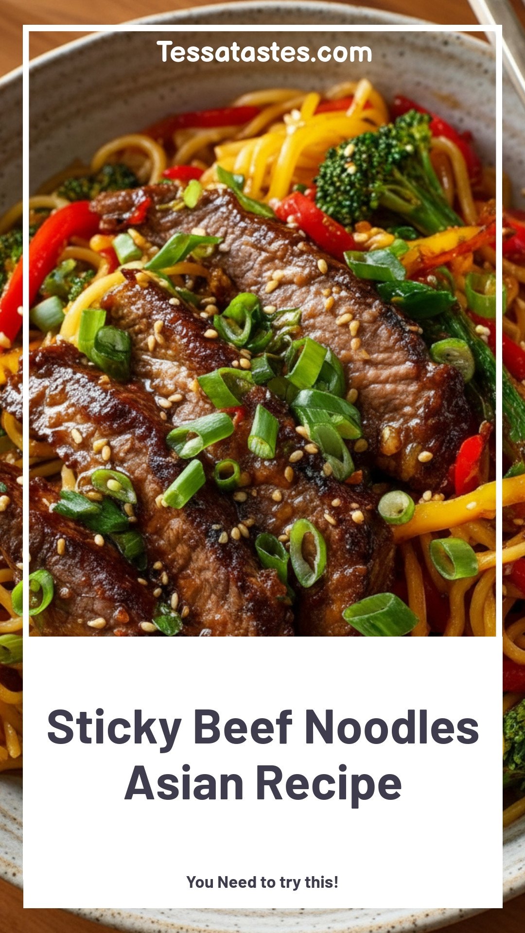 Sticky Beef Noodles Asian