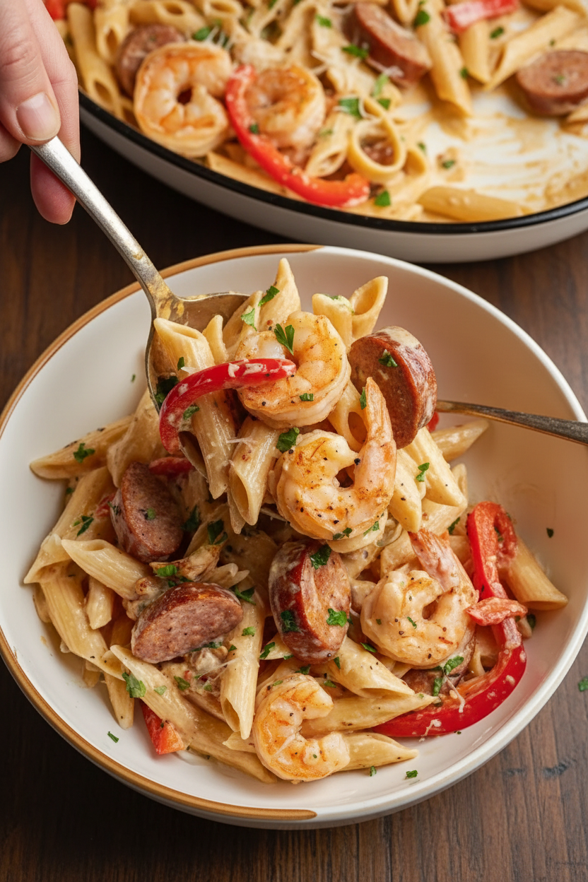 Cajun Sausage Shrimp Alfredo