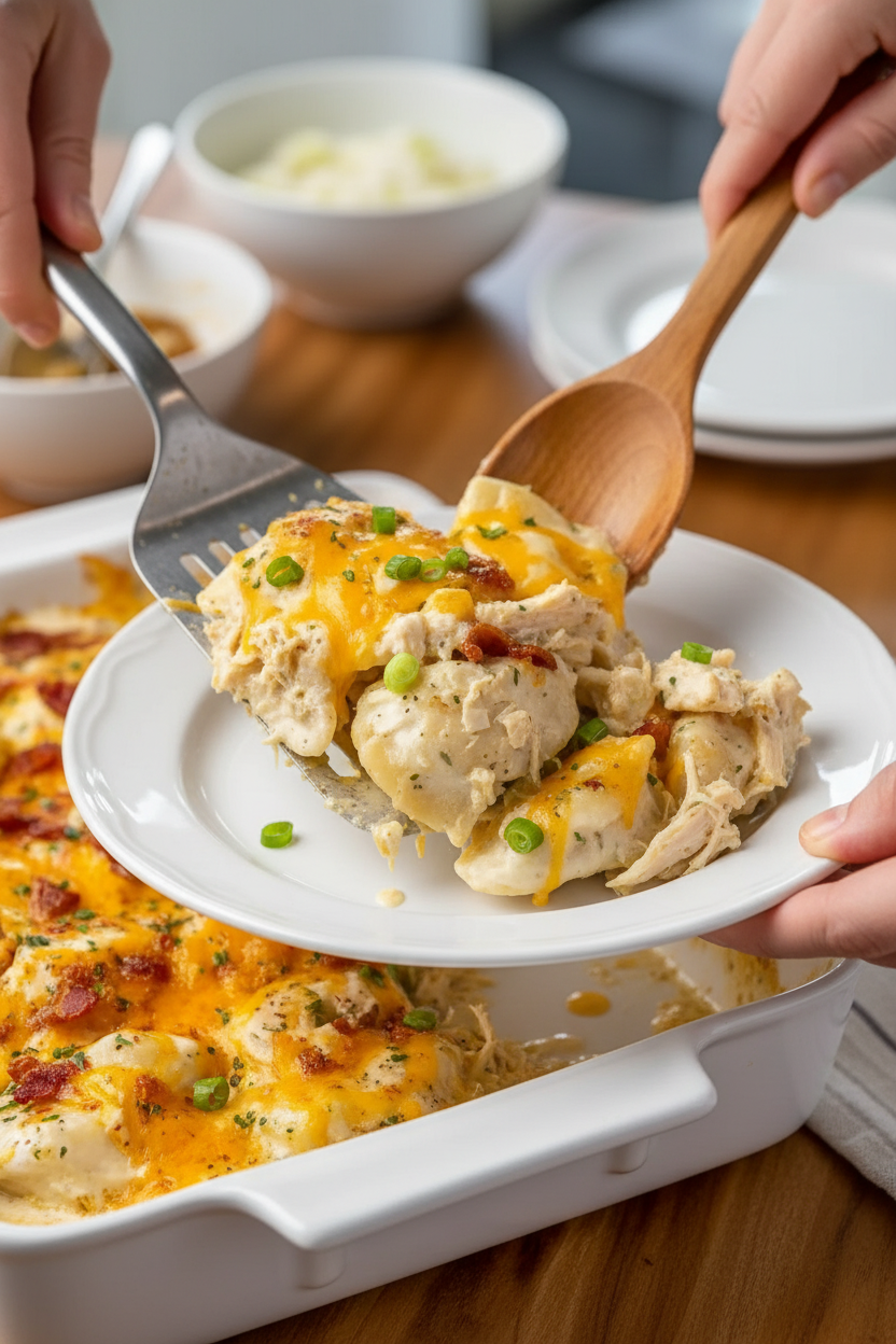Crack Chicken Pierogi Casserole