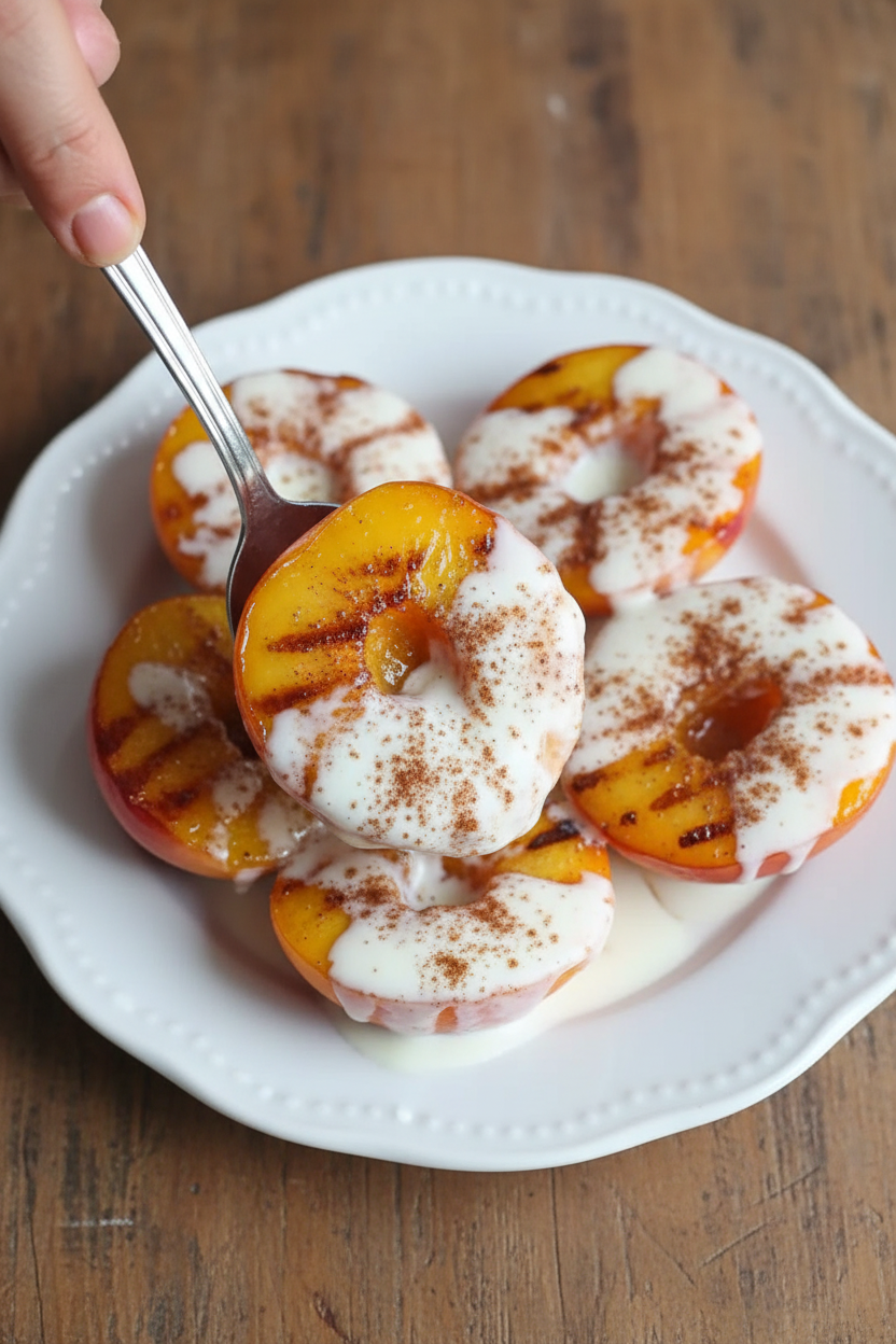 Creamy Pan-Fried Peaches with Cinnamon & Honey