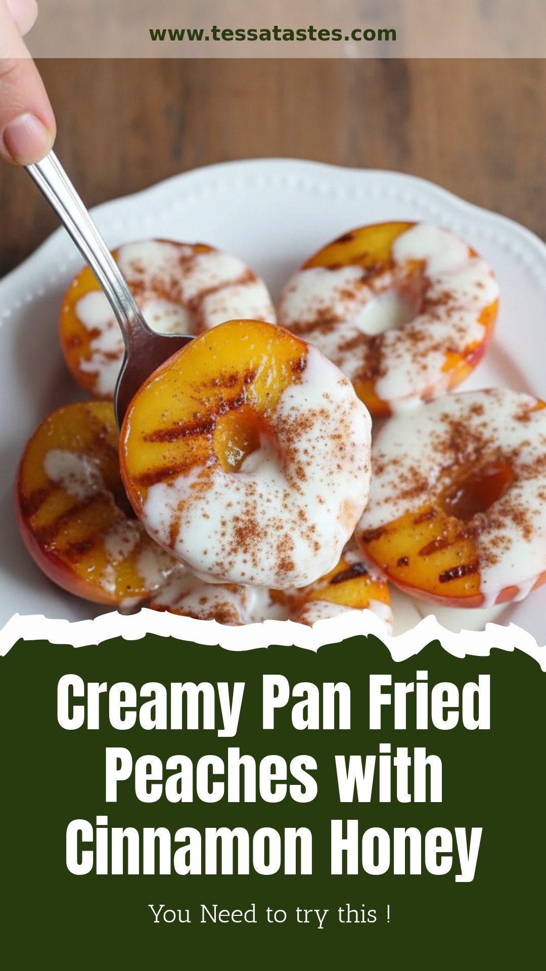 Creamy Pan-Fried Peaches with Cinnamon & Honey