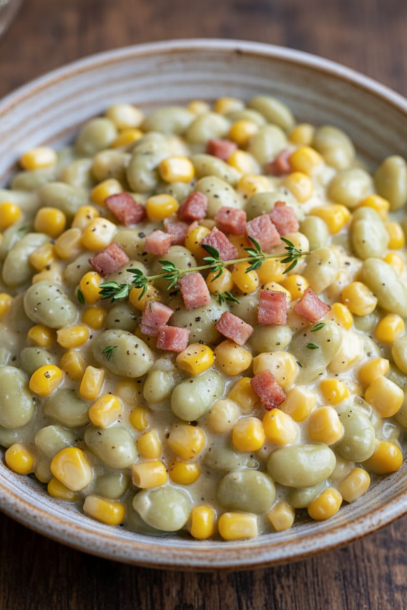 Creamy Succotash with Lima Beans and Sweet Corn Delight