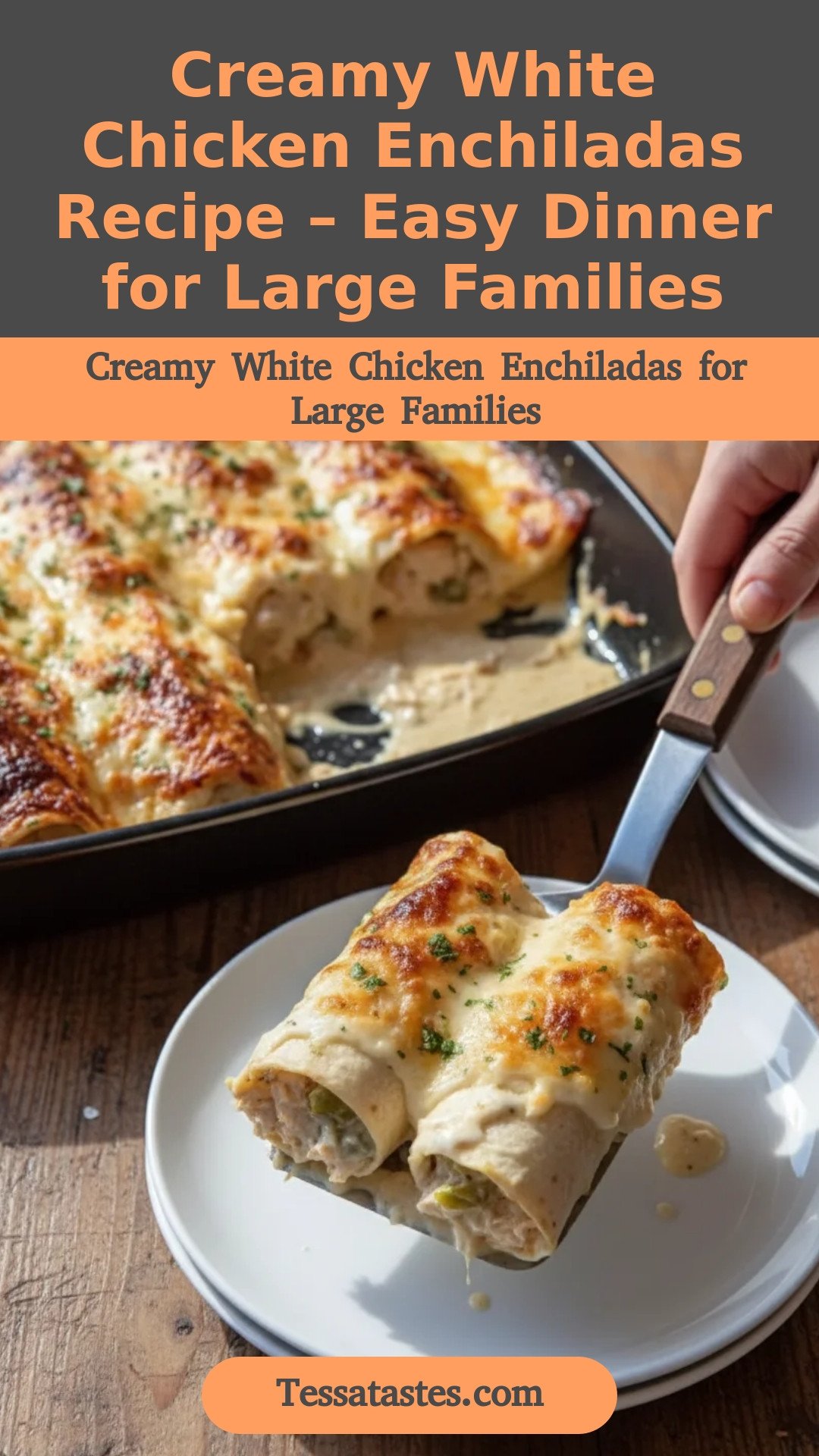 Creamy White Chicken Enchiladas Recipe – Easy Dinner for Large Families