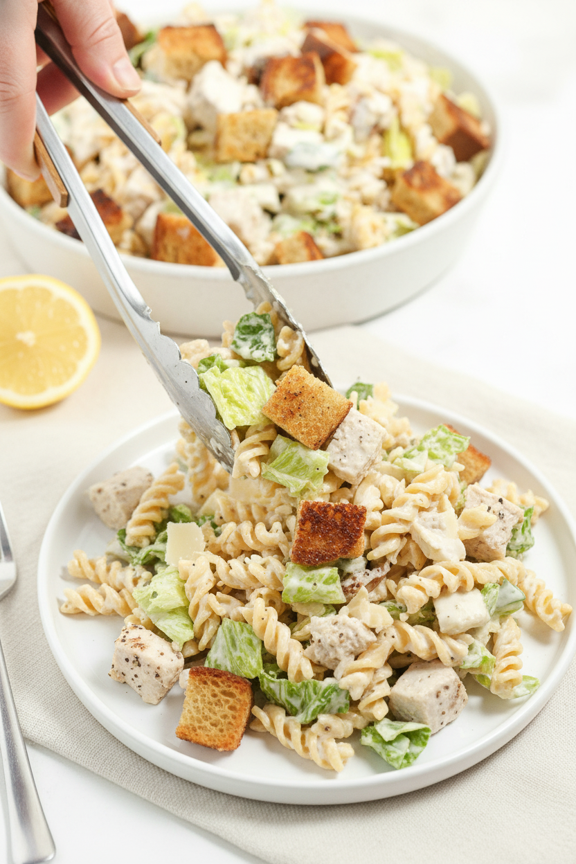 Easy Chicken Caesar Pasta Salad