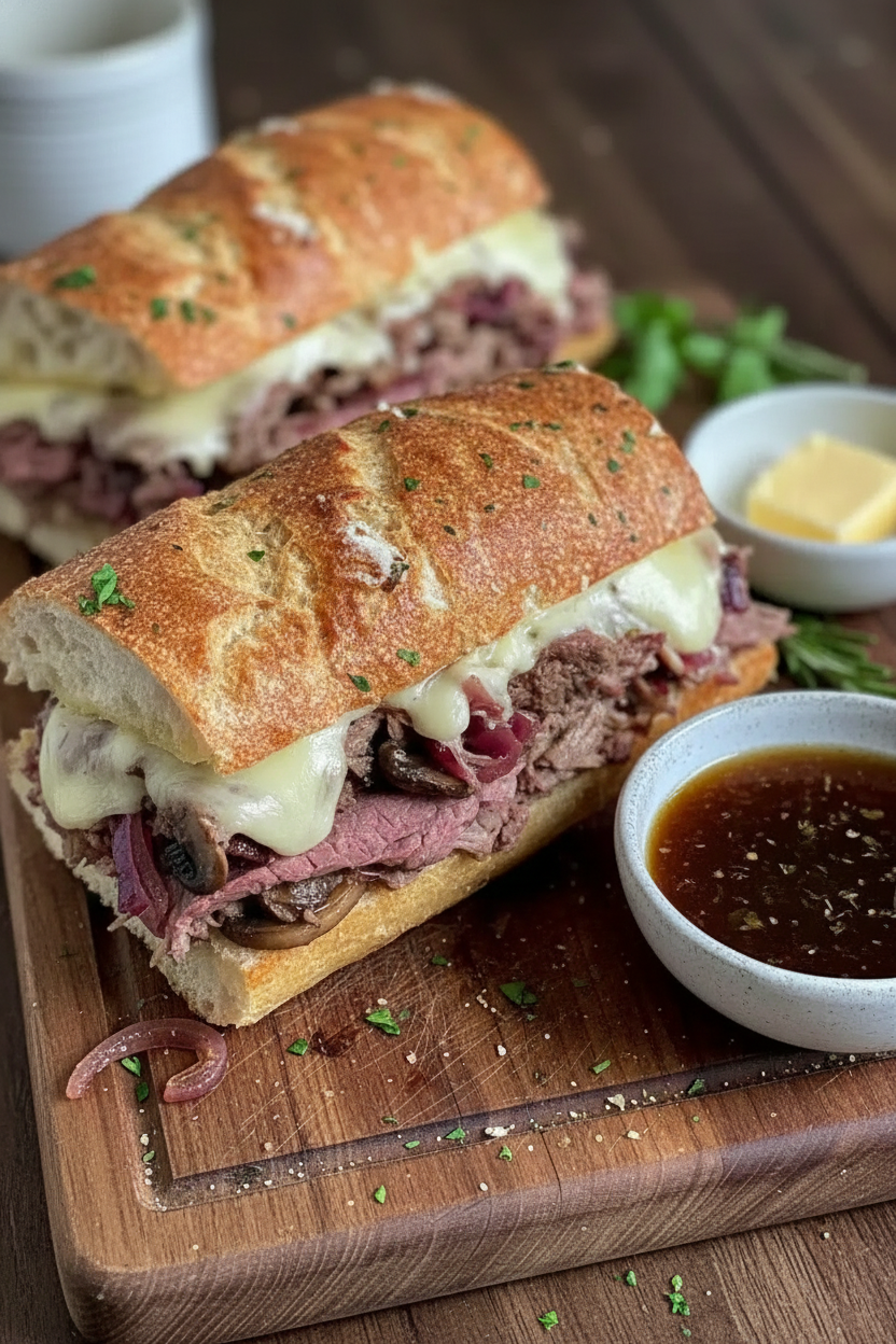 Savory French Dip Sandwich Au Jus Recipe Easy Tender Roast Beef Meal