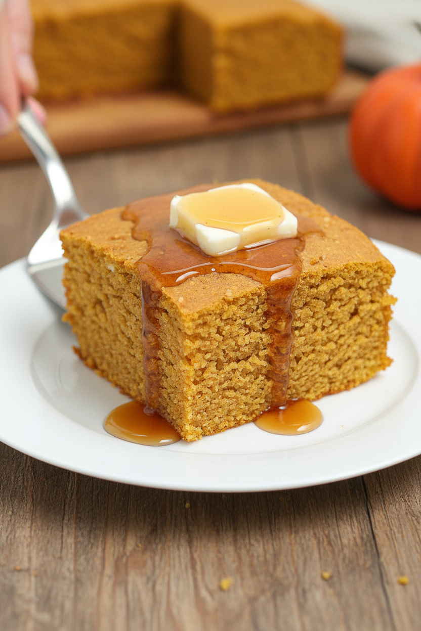 Easy Pumpkin Cornbread with Cornmeal and Pumpkin Purée